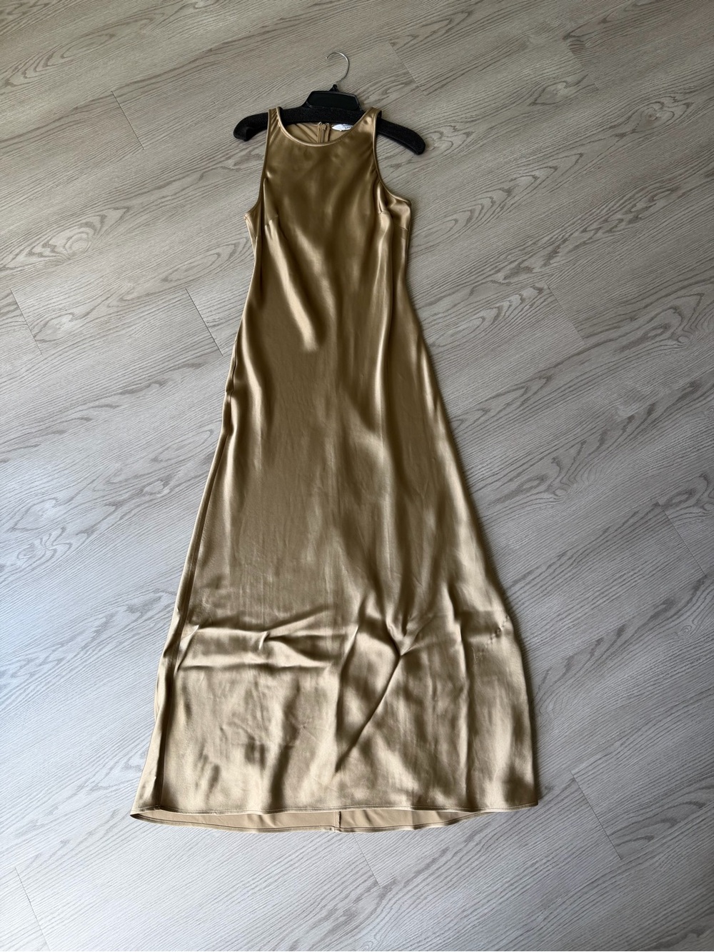 NWOT & Other Stories Metallic Gold Satin Sleeveless Midi Dress - Champagne